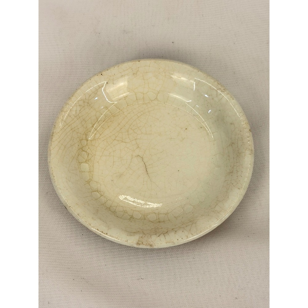 Antique J&G Meakin Hanley England Ironstone Butter Pat Dish Cream Crazed 3 Inch